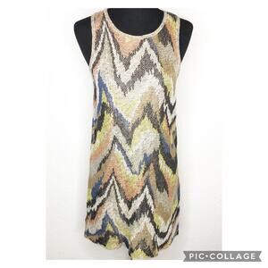 Theory Zili Sag Harbor zig zag sleeveless linen blend sweater knit dress Medium
